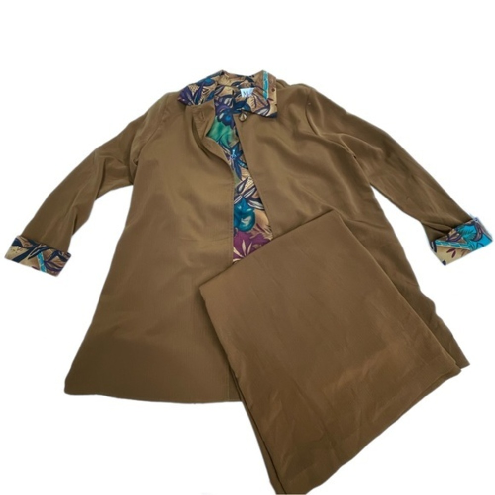 Vintage Maggie Sweet two piece brown skirt set women’s size petite large